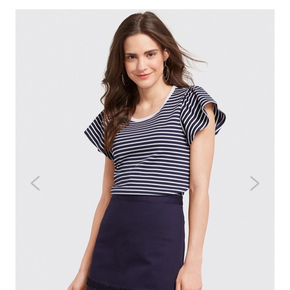 Draper James Tops - NWT Navy Striped Draper James Flutter Tee